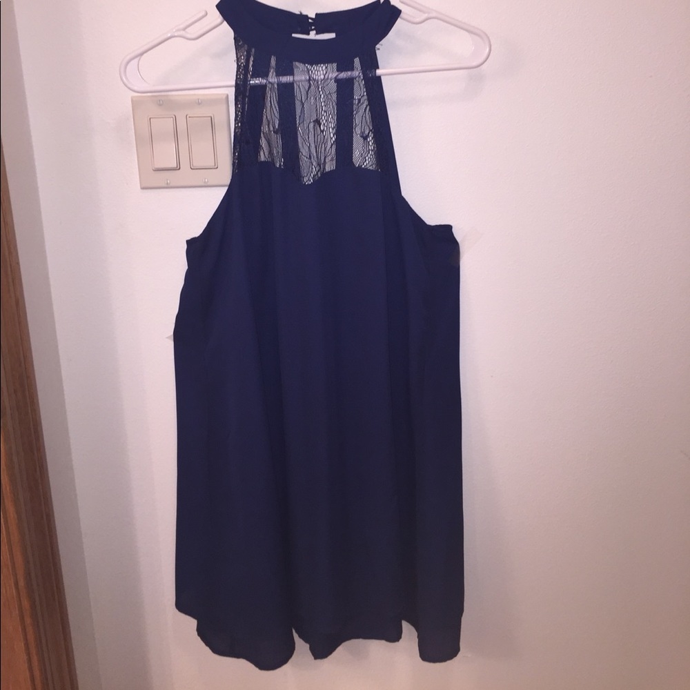 Navy blue high neck dress