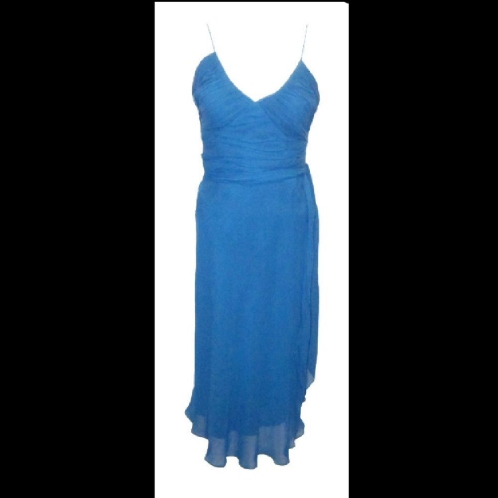 Bcbg Max Azria Blue Silk Dress W/ Braided Straps