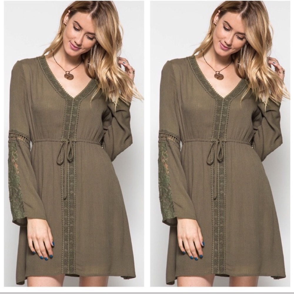 Peasant Dress olive green