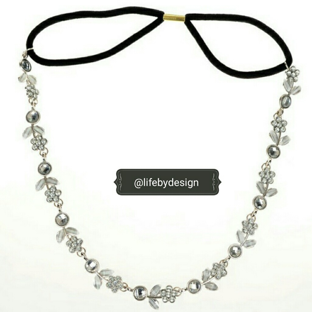 Elastic, Metal, & Rhinestone Crystal Headband