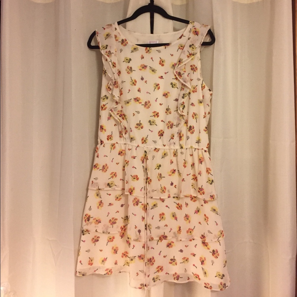 Cream floral cap sleeve dress
