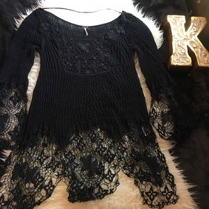Free People long sleeve Knit Tunic mesh Detail