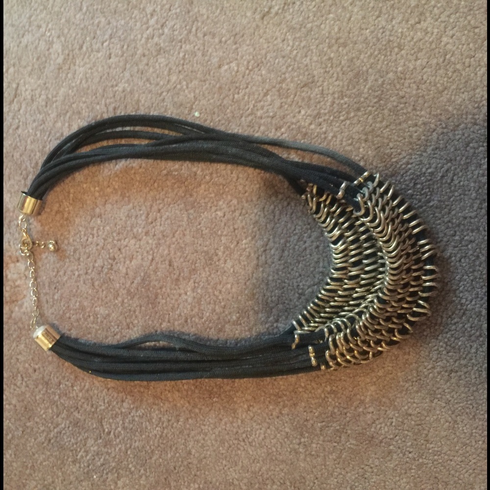 Black and gold two layer statement necklace