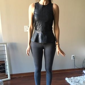 Black faux leather peplum