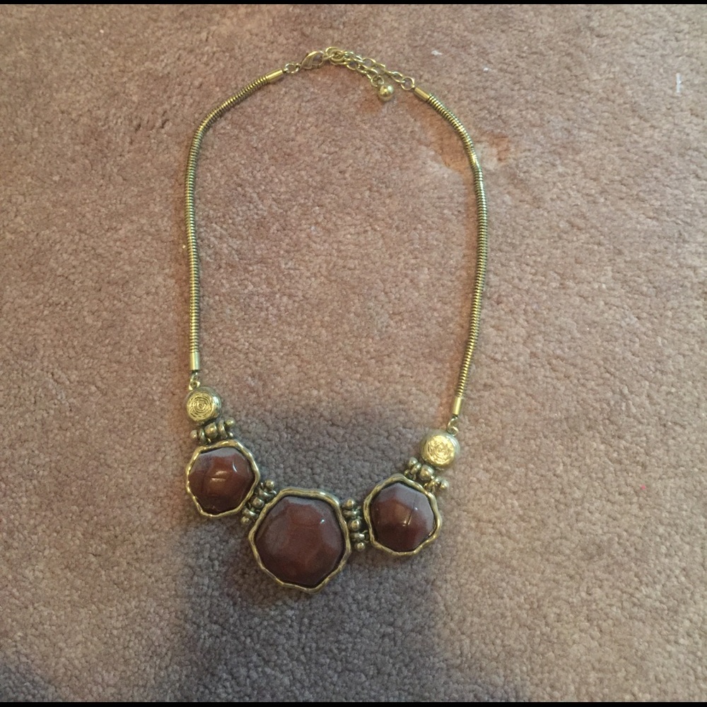 Brown and gold statement necklace
