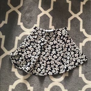 H&M Navy Skater Skirt W/ Flower Print