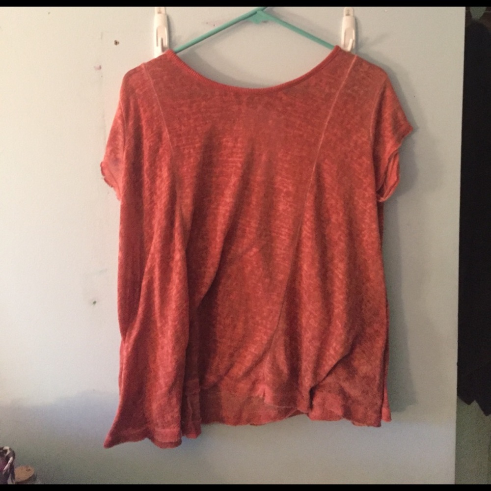 light orange flowy short sleeve shirt