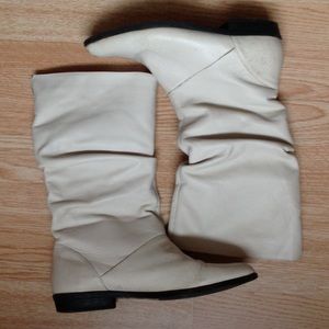 Slouchy White Boots