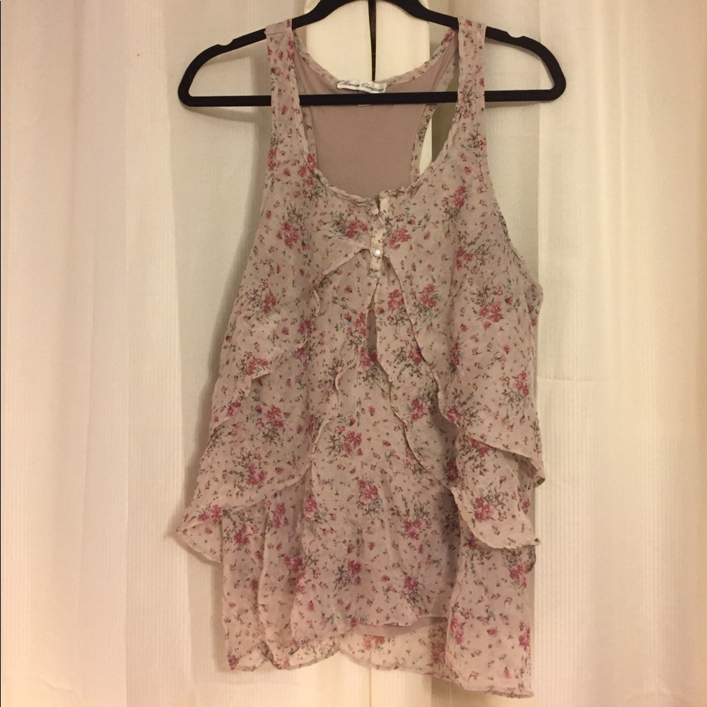 Floral tank with ruffles