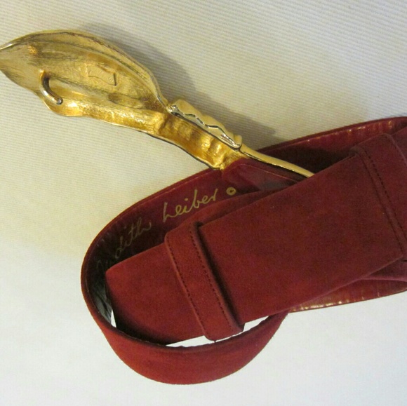 Judith Leiber Bonwit Teller Red Leather Gold Bow Signature Belt main image 13