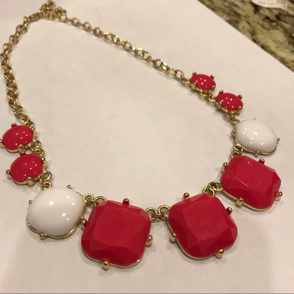 Jcrew style pink and white bubble necklace