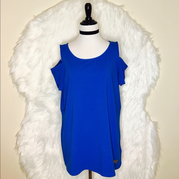 Michael Kors Tops - Michael Kors Blue Cold Shoulders Top