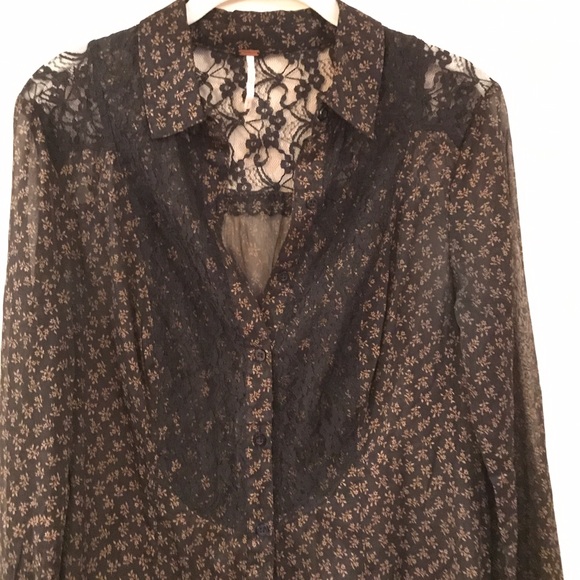 Free People Lace Floral Buttondown - Picture 4 of 4