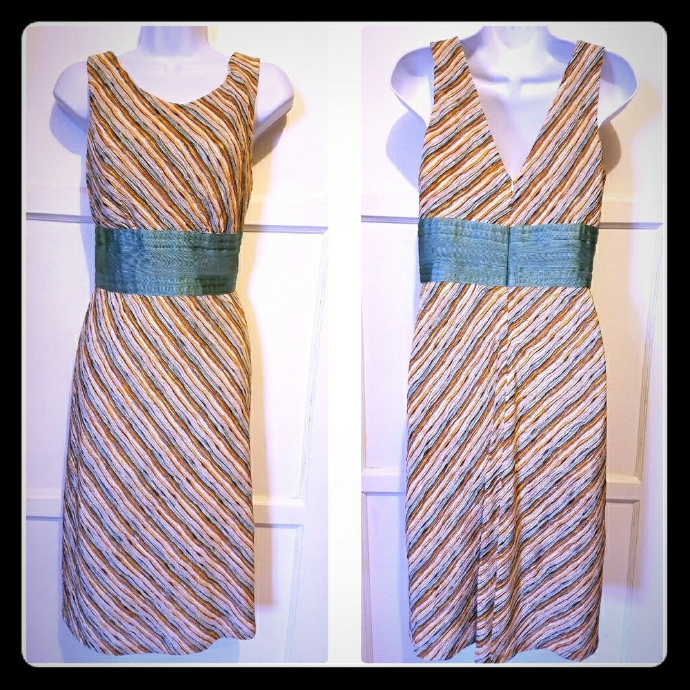 Preloved gently worn neutral multi printed dress