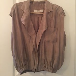 Lanvin Bronze Cap Sleeved Blouse