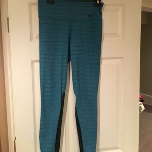 NIKE DRI-FIT blue and black mesh leggings