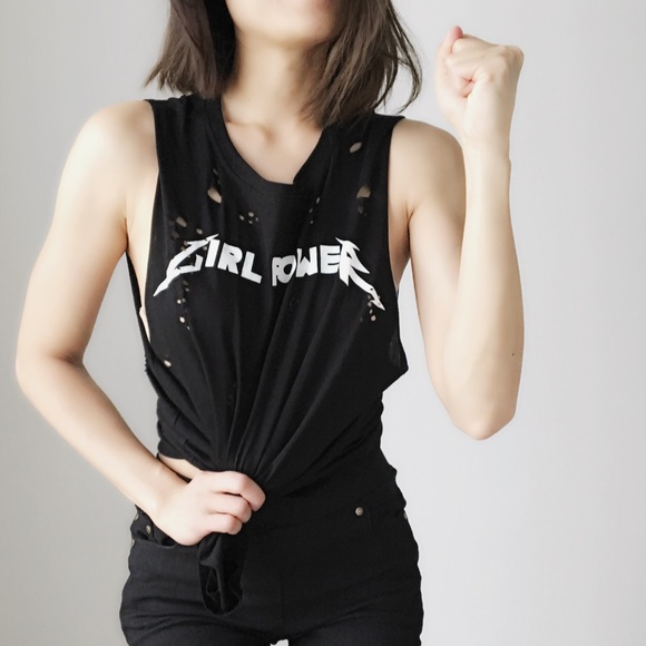 NEW GIRL POWER destroyed t top One day sale - Picture 2 of 4