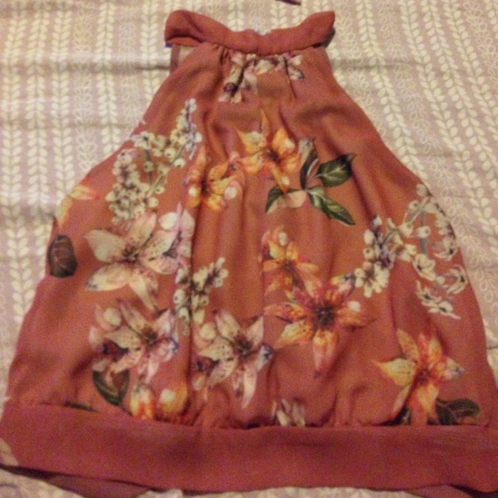 Flower halter top blouse