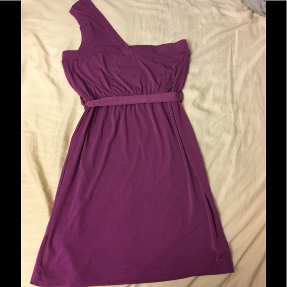 Brigitte Bailey one shoulder belted dress plum - Picture 4 of 5