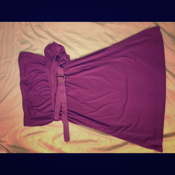 Brigitte Bailey one shoulder belted dress plum - Picture 5 of 5