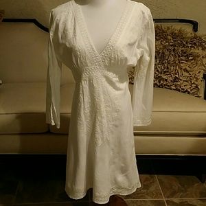 Linen Lined Dress with Lace Detail