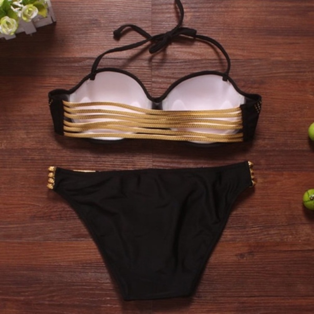 Golden Goddess Sexy Bling Push-Up Bikini - Picture 2 of 3