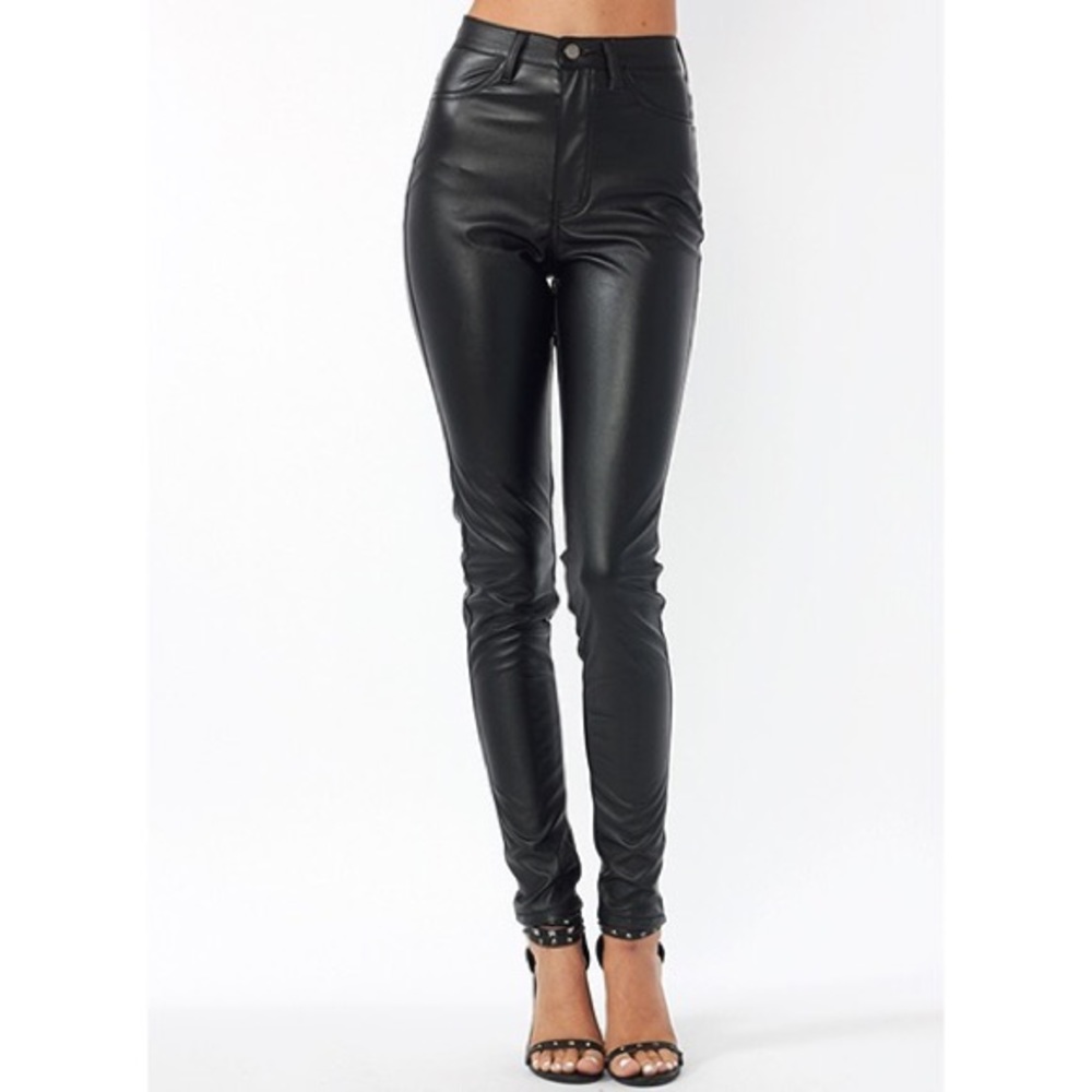 High waisted faux leather pants