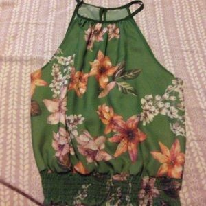 Flower halter top blouse