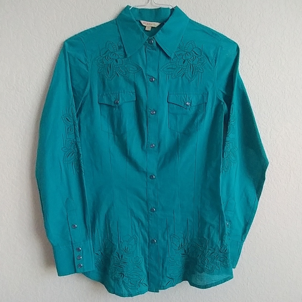 Women's Stetson turquoise button down shirt