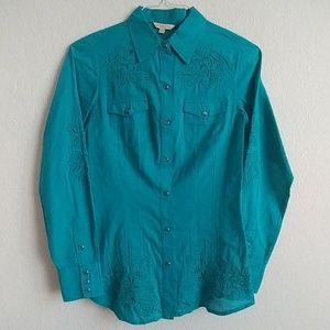 Women's Stetson turquoise button down shirt