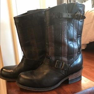 Frye Engineer Americana short boot- black