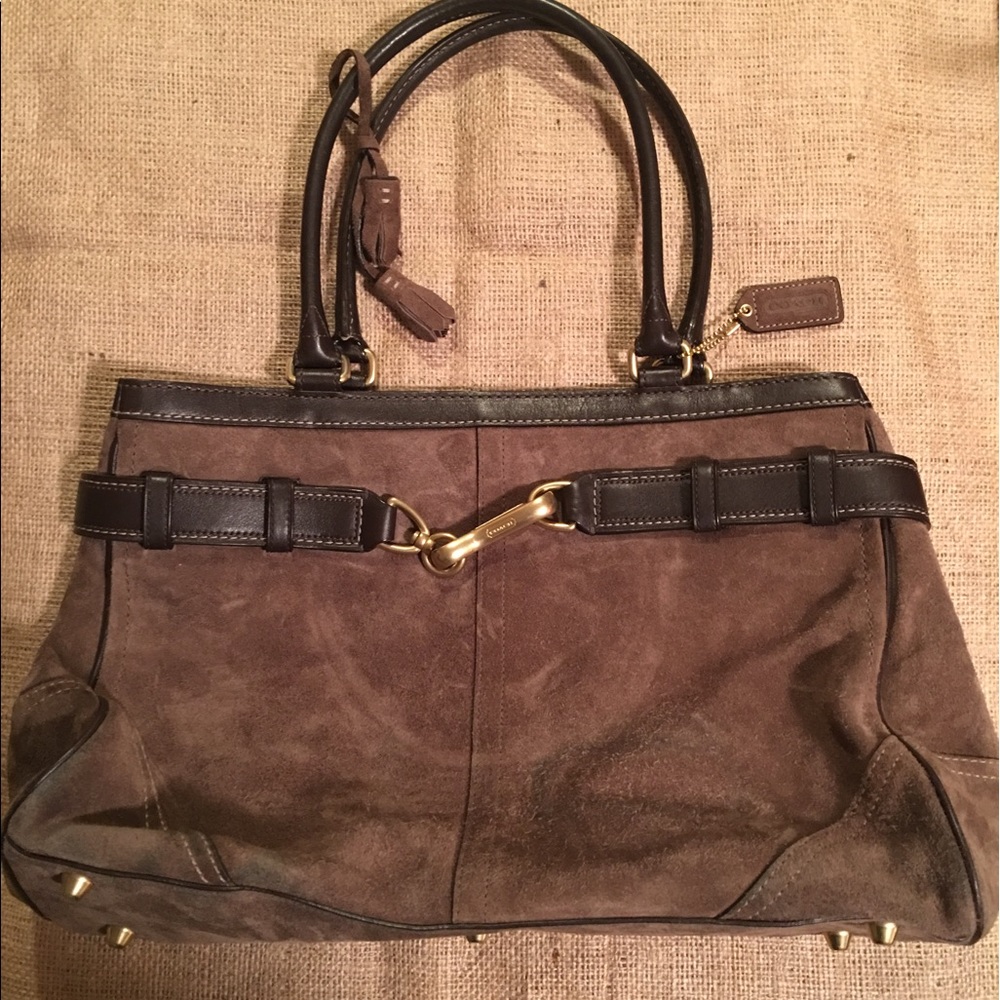Coach Chocolate Brown Suede and Leather Satchel