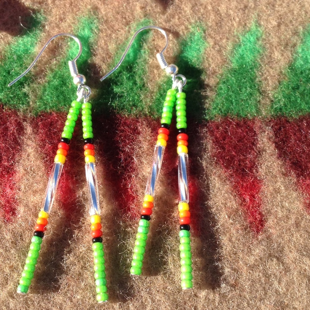 Neon Stick Beaded Earrings