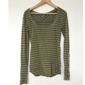 Olive Free People Henley with Lace Floral Cuffs