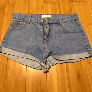 High waisted light blue jean shorts. Size 5