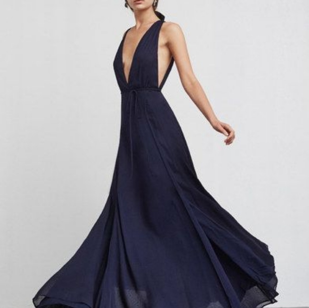 Reformation Navy wrap dress