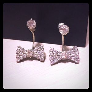 Diamond Drop Bow Earrings