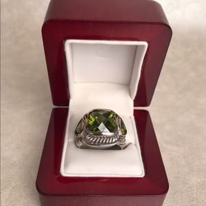 Sterling silver ring with green stone