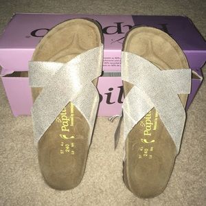 ASOS Birkenstock Papillio Gold flat sandals