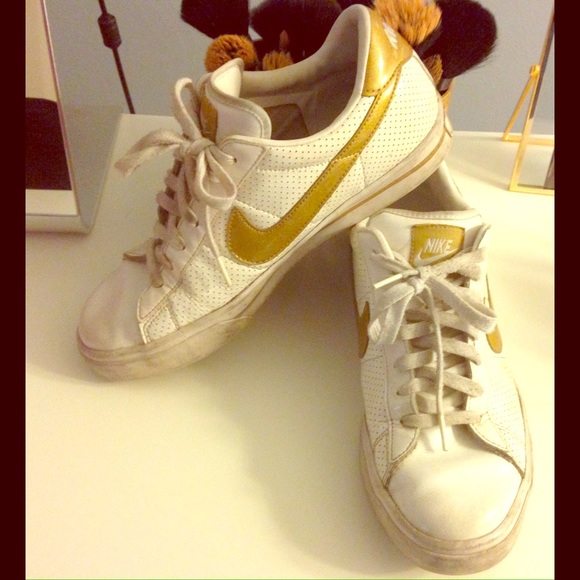 white and gold nikes