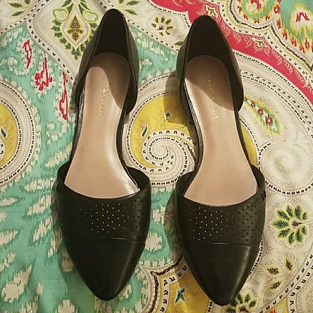 Tommy Hilfiger Black Leather Flats
