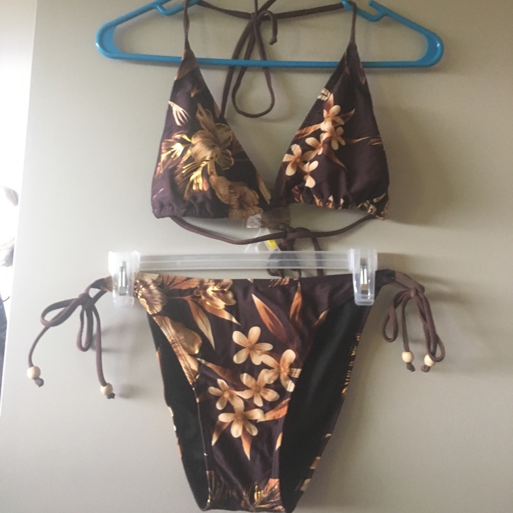 Brown floral swim suit from Hawaii