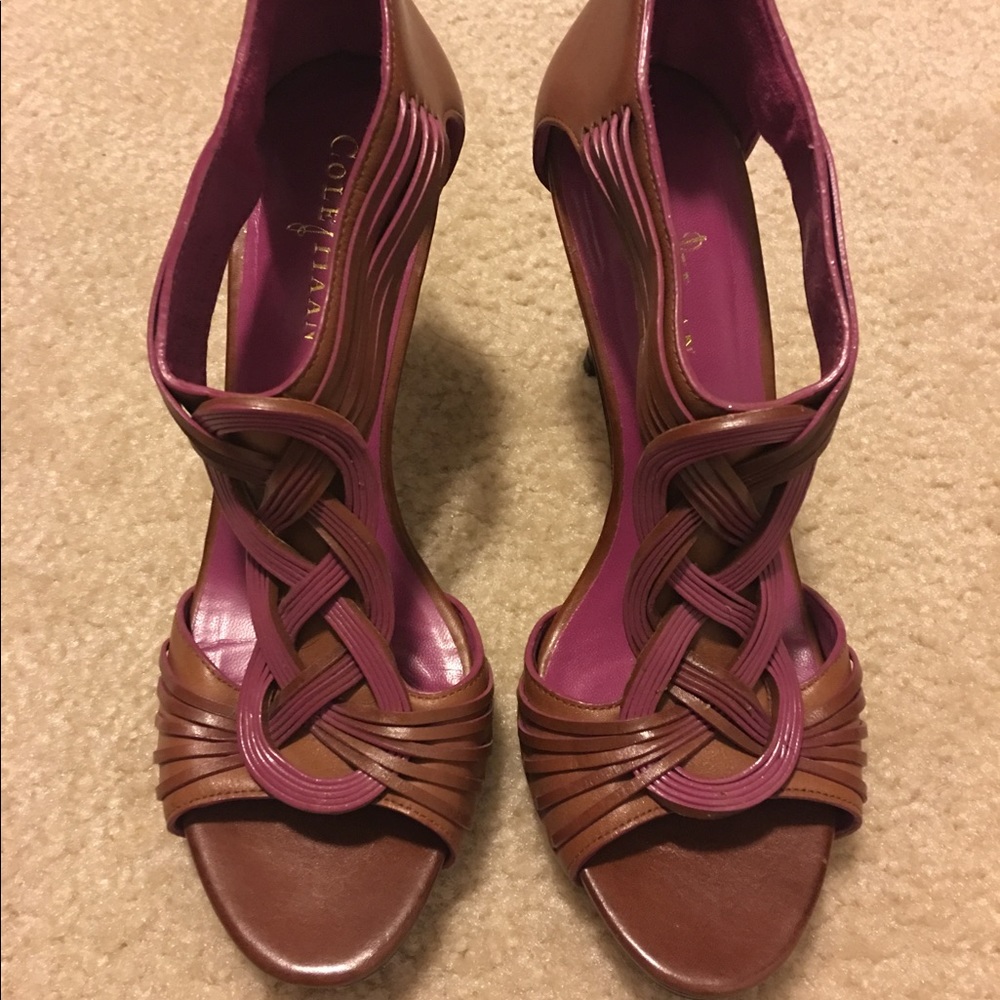 Pink and Brown Cole Haan Leather Heels