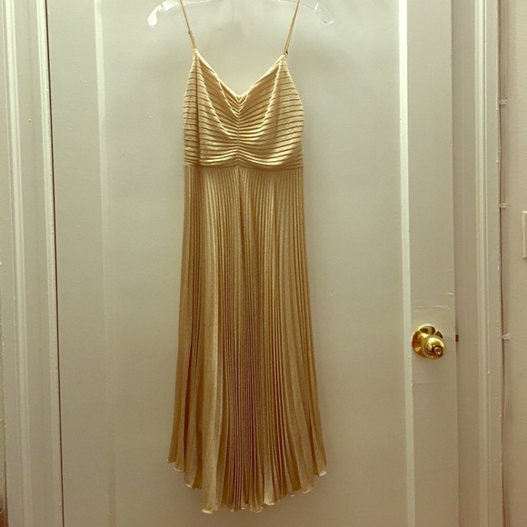 Calvin Klein Cocktail Midi Gold Dress Size 4 - Picture 1 of 4