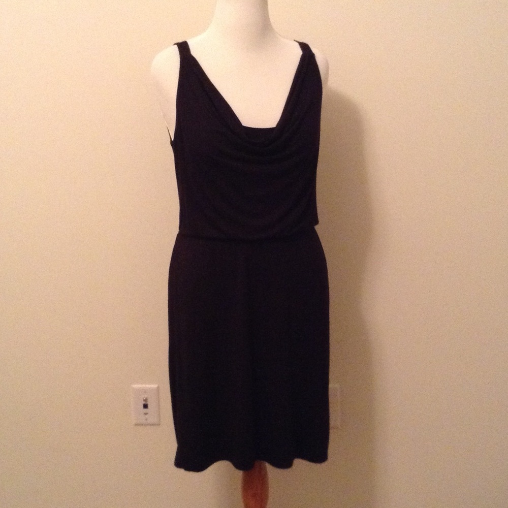 Elegant casual black rayon Kenar dress.