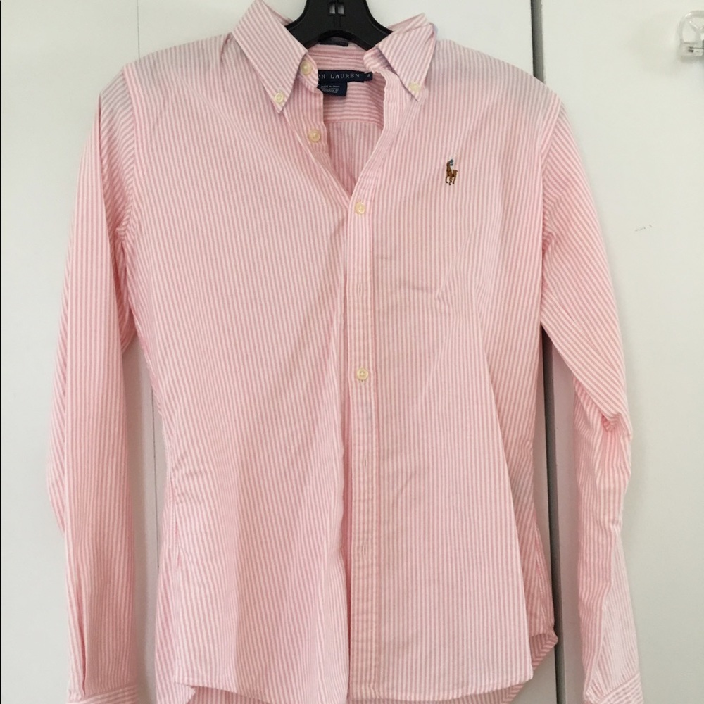 Ralph Lauren pink and white striped button down