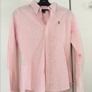 Ralph Lauren pink and white striped button down