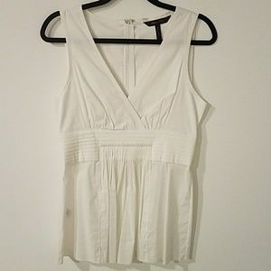 BCBG V-Neck, Sleeveless White Blouse