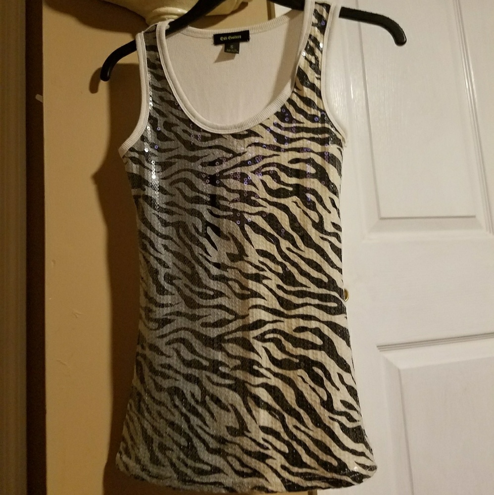 Sequenced zebra print tank top