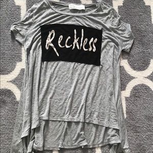 Gray T-Shirt W/ Design "Reckless"